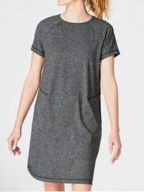 J. Jill Fit Out & About Shirttail Charcoal Gray Heather Casual Athletic Dress S